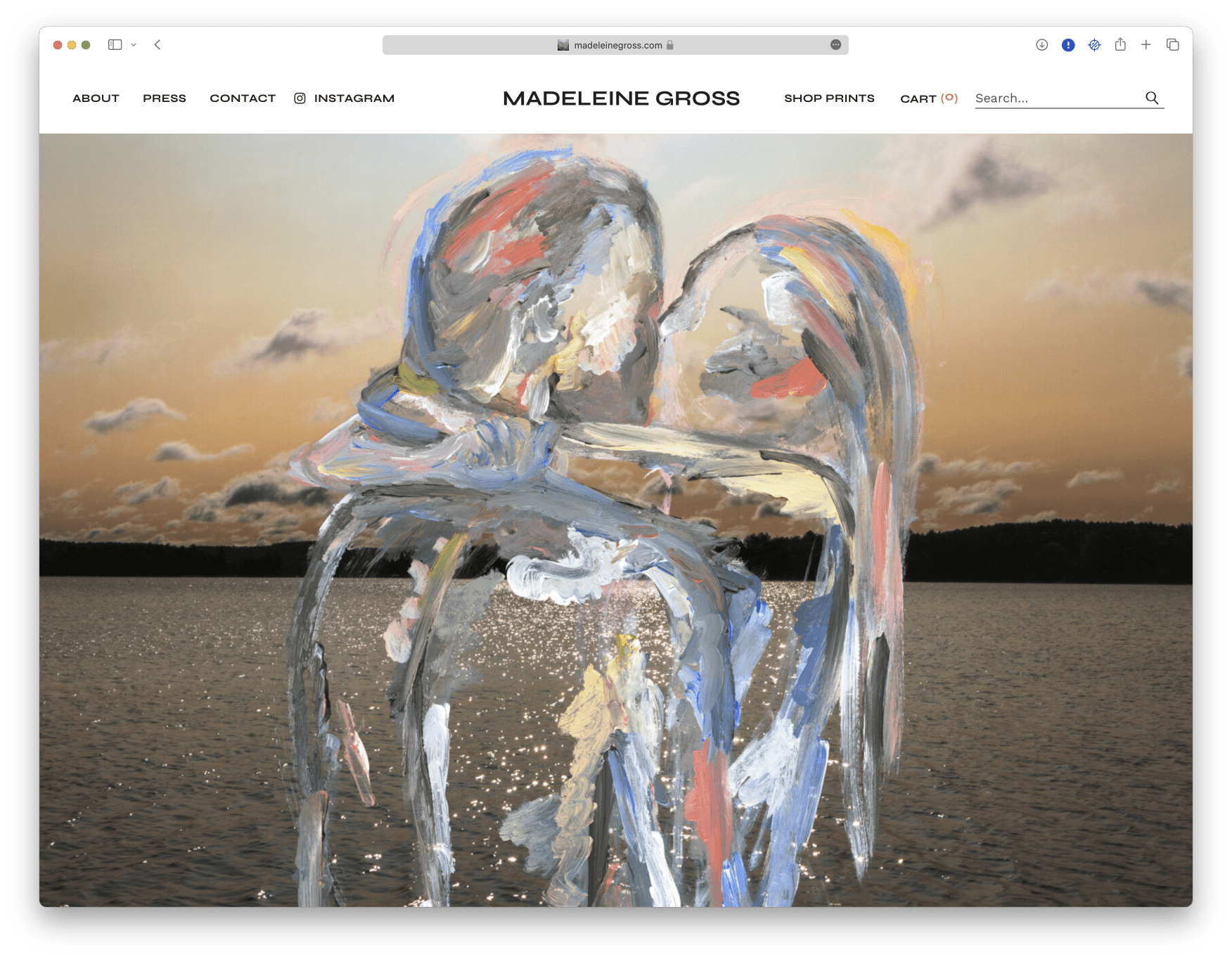 A website featuring a couple hugging in the water